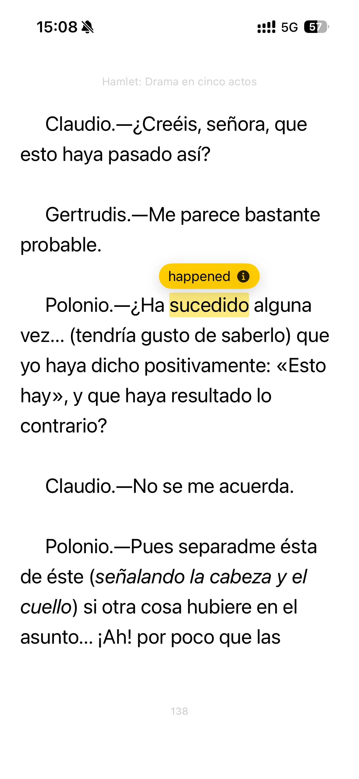 Reading Hamlet in Spanish: tap-to-translate
